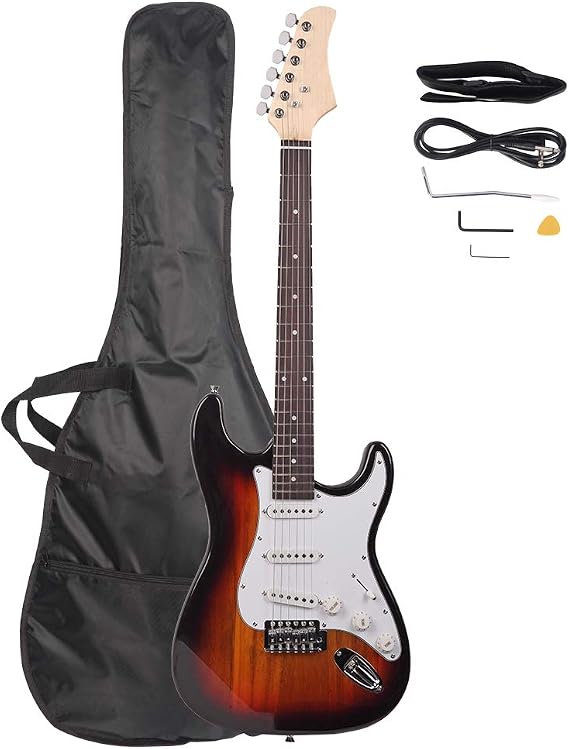 Electric Guitar,Rosewood fingerboard,6-String Relic Guitar,Professional/Electric Guitars,for Beginner and Intermediate Performer, Starter Guitar Kit for Beginners & Professional - Sunset Color