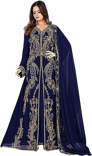 Moroccan Abaya Kaftan for Women - Dubai Farasha Embroidered Long Gown
