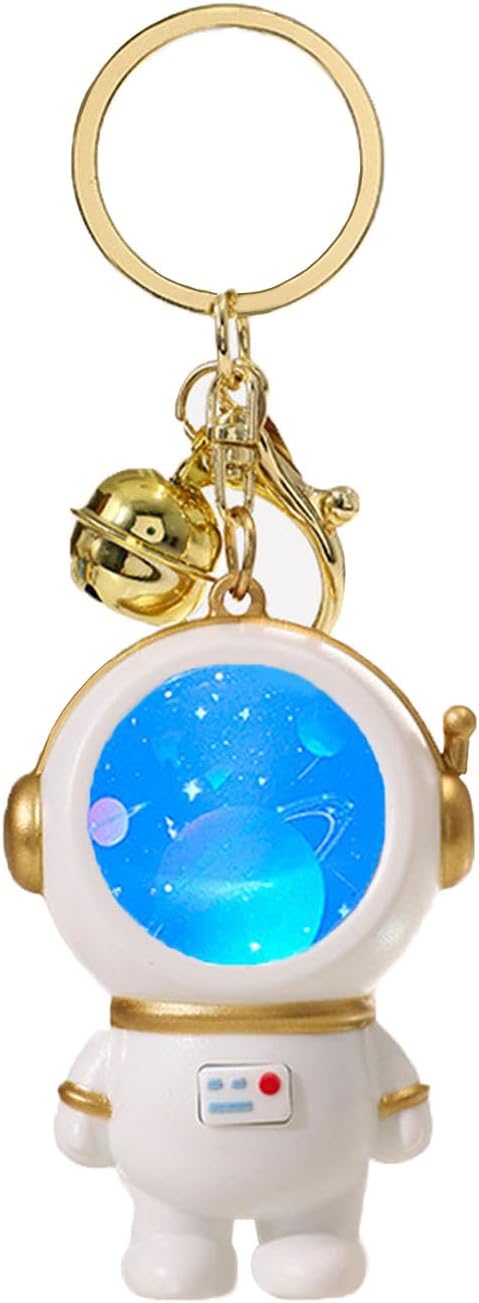 Illuminated astronaut key chain, Space Galaxy Planet, Gold Key chain, bag and wallet accessories