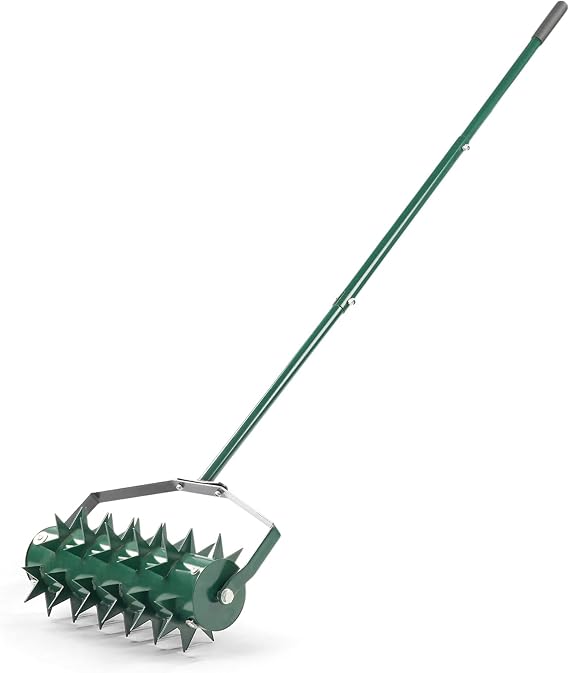 18in Lawn Aerator, Heavy Duty Rolling Aerator Lawn Tool, Manual Lawn Aerator Yard Aerator