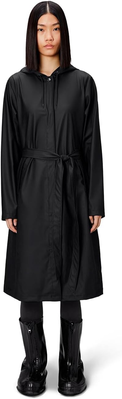 RAINS A-Line Jacket - Waterproof Women's Raincoat with Hood & Storm Flap | Snap-front rain jacket with integrated storm flap, ultrasonically welded seams, flared hemline and windproof PU fabric