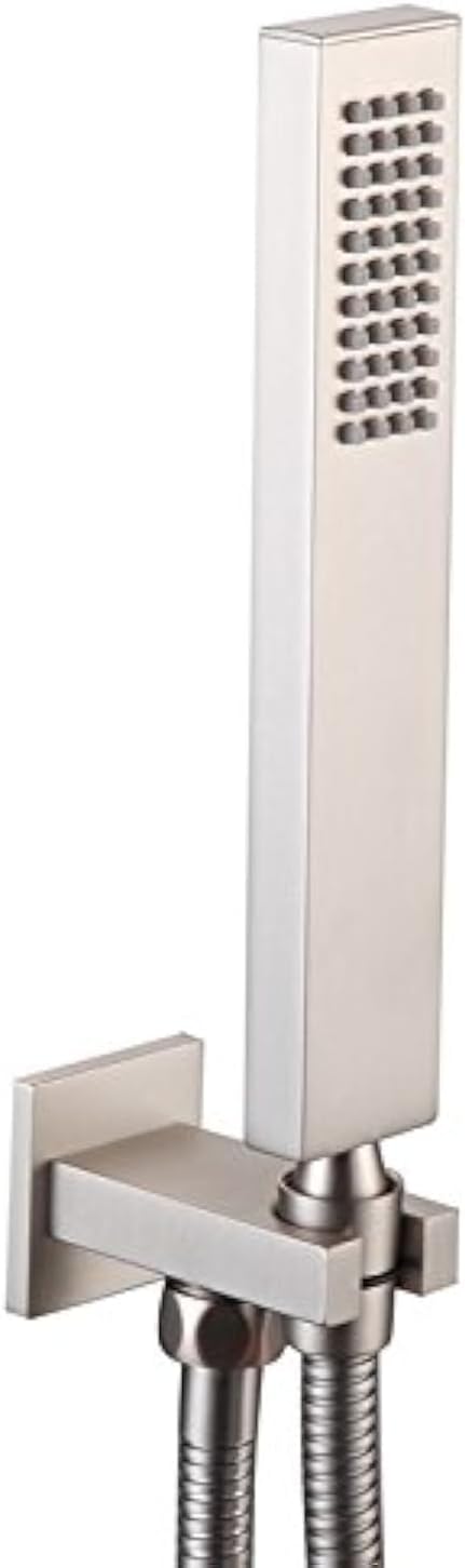 Brushed Nickel Hand Held Shower Head With Wall Connector Hose Set