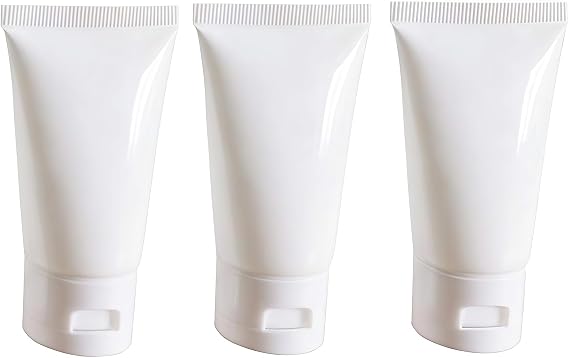 24PCS 20ml 0.67oz White Empty Plastic Soft Tubes with Flip Cap,Cosmetics Travel Squeezable Bottle for Facial Cleaner Shampoo Shower Gel Body Lotion