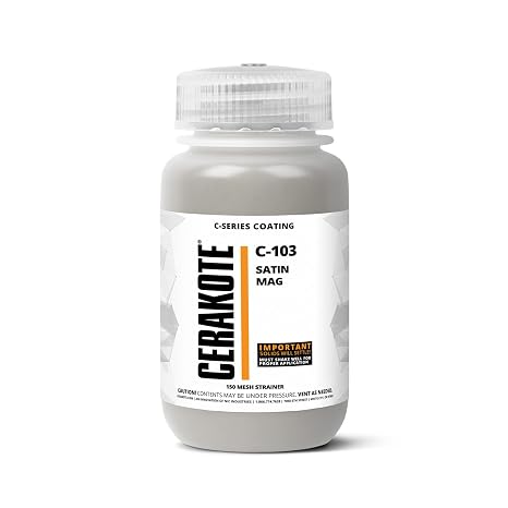 CERAKOTE HIGH Heat C-Series Single Stage Air Dry Ceramic Coating (Satin Mag C-103, 4oz Tester)