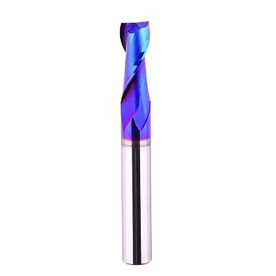 38 inch Shank Spiral CNC Router Bits 2 Fluter Up Cut Solid Carbide End Mill with NACO Blue Coating for Grooving Slots Mortises and Wood Carving