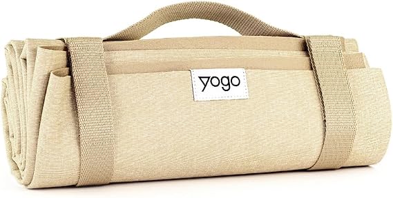 Yogo Ultralight Folding Travel Yoga Mat with Attached Straps, FSC-Certified Plant Rubber, Sticky Grip, Non-Slip, Best Travel Yoga Mat