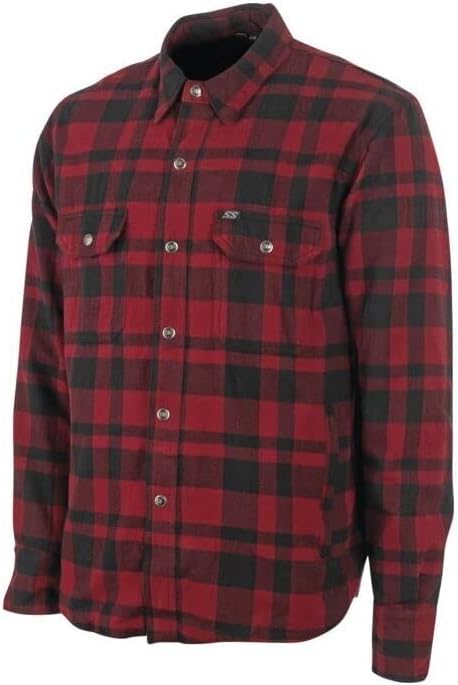 Speed and Strength Men's Black Nine Reinforced Moto Shirt,Red, Large