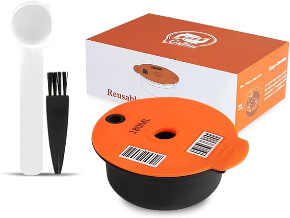 Coffee Filter Capsules 60ml/180ml Reusable Coffee Capsules for Bosch-S Tassimo Machine with Easy Read Barcode Coffee Filter Capsules for Home Office Orange 60ML