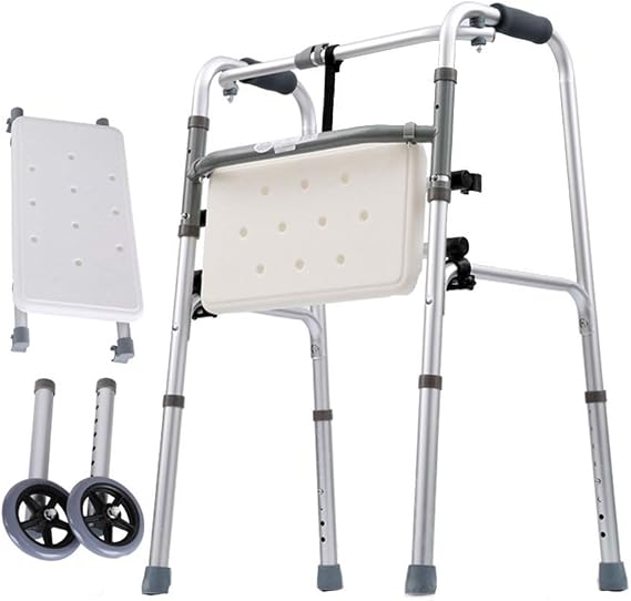 Rollator Walker Elderly Walker, Folding Rollators 8-Level Adjustable Aluminum Walker Frame For Rehabilitation Of Disabled People Bearing Capacity: 360 Lbs Inte,Accessorie(Accessories Included)