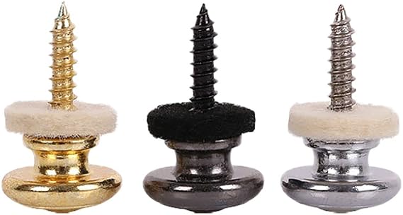 2PCS Wool Copper Guitar Strap Lock Locking Pegs Pins Mushroom Shape End Button For Acoustic Classical Electric Bass Guitar Ukulele (2 Black)