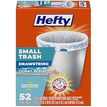 Hefty Small Trash Bags, Ocean Water Scent, 4 Gallon, 52 Count