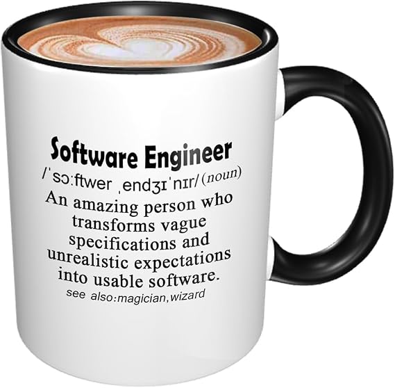Funny Mug Computer Programmer Gifts for Software Engineer Gift Software Developers Mug Funny Explaination of Sofeware Engineer 11oz BLACK Handle