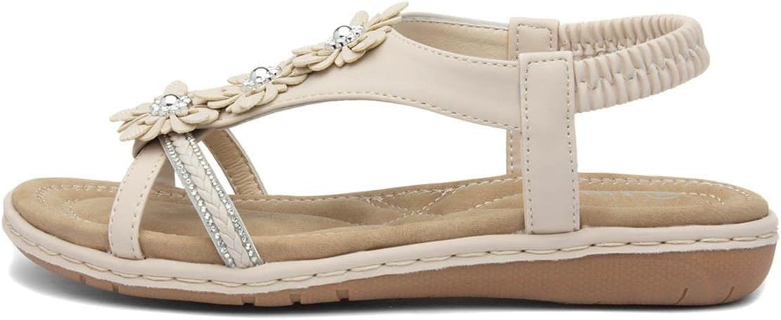 Lilley Womens Cream Diamante & Flowers Sandal