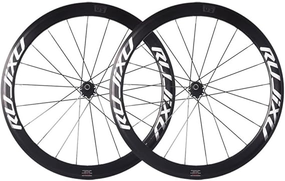 700C Road Bike Wheelset C/V/Rim Brake With Carbon Hub 50mm Double Wall Bike Rims Front And Rear Wheels 8/9/10/11Speed Cassette 100/130mm QR 16H Front 21H Rear(Red Hub)