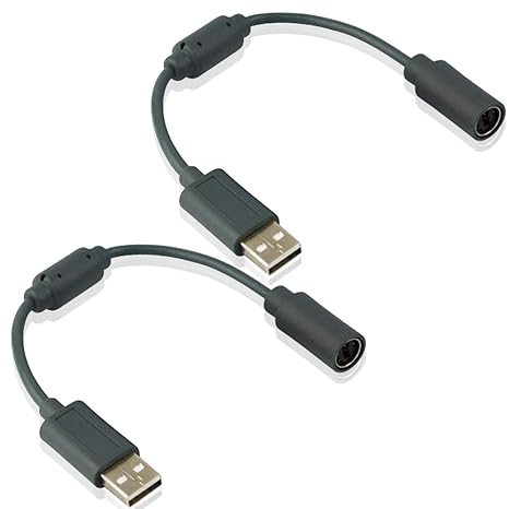 2x Wired Controller USB Breakaway Cable Cord Compatible with Microsoft Xbox 360