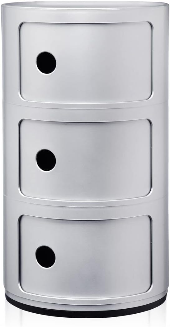 Kartell Componibili Cabinet 3 Panel Silver Round Base