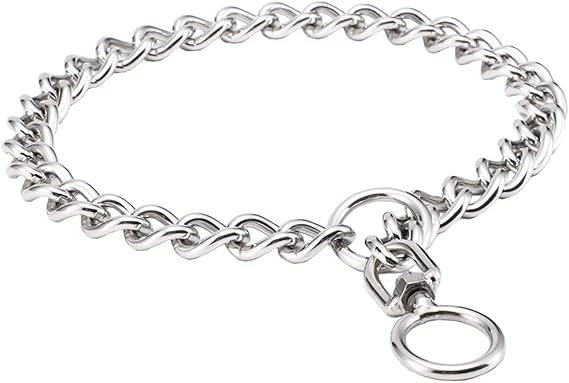 SGODA Chain Dog Training Choke Collar with Swivel, Stainless Steel, 18in, 3.0mm