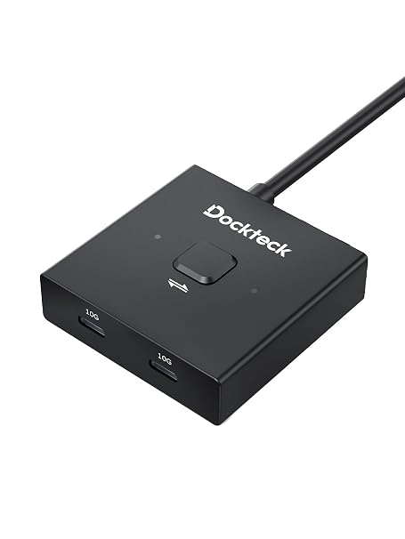 Dockteck USB C Switch, Bi-Directional Switcher,1 in 2 Out/2 in 1 Out with 10Gbps Transfer Speed and 100W PD Charging,USB Switch with 4K@60Hz,1.9FT USB-C Cable for Printer, Laptop,Scanner
