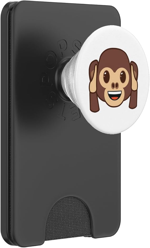 Official Emoji Monkey Holding Ears Yellow Smile Face PopSockets PopWallet for MagSafe