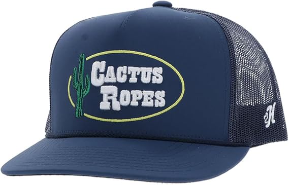 HOOEY Cactus Ropes Circle Patch Trucker Hat for Men Adjustable Snapback Mesh Baseball Cap - Western Work & Casual Wear