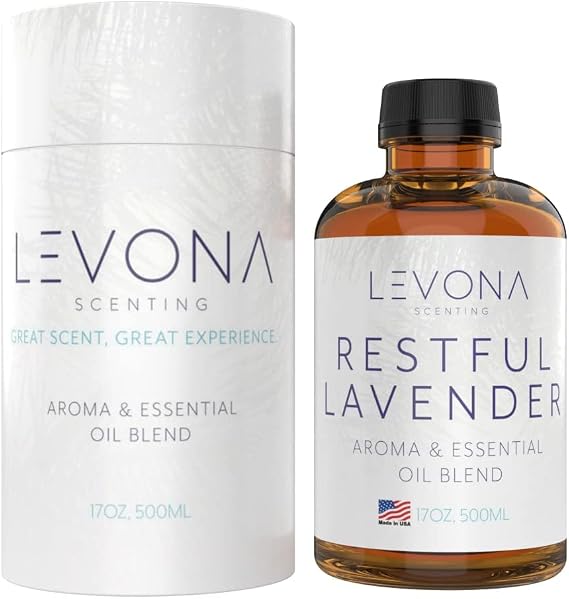Levona Scent Essential Oil - Fresh Aroma for Home, Office, Hotel & Spa, Perfect in Humidifiers and Diffusers, Luxury Fragrance, with Eucalyptus, Bergamot Notes - 500ml/ 17 fl oz, Restful Lavender