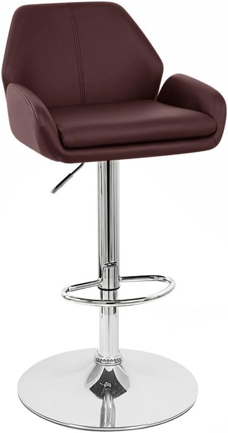 Modern Home Tesla Leather Contemporary Adjustable Height Bar/Counter Stool - Chrome Base/Footrest Barstool (Espresso)