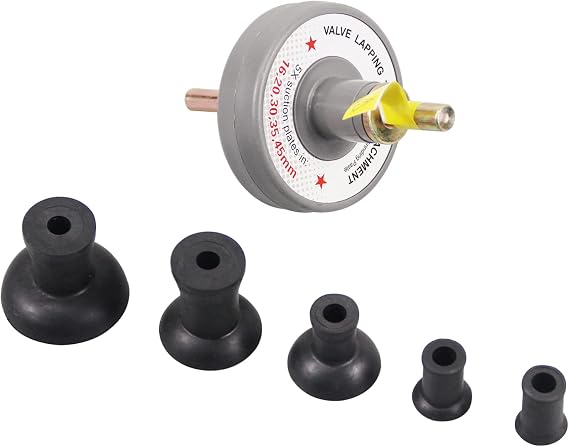 Valve Lapping Tool Kit Engine Valve Lapping Attachment Tool for Drill Valve Grinding Kit with 5 Attachable Suction Plates