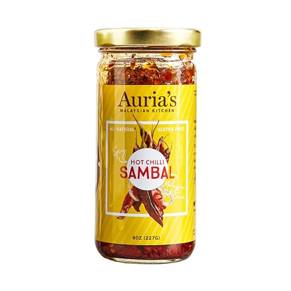 Aurias Malaysian Kitchen Sambal 8oz - Authentic Southeast Asian Chili Paste, Small Batch, Handmade in NYC (Hot Chili Sambal)