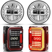 AUDEXEN JK Tail Lights Clear Lens + JK Headlights Chrome