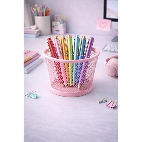 ND-1021 Premium Metal Tel Kalemlik | Pembe Ofis & Home Ofis Düzenleyici
