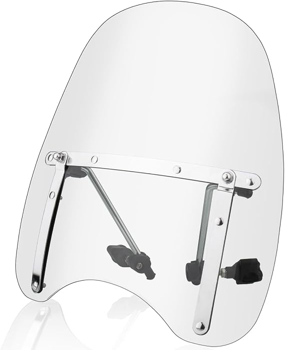 Universal 18"x16" Motorcycle Windshield Windscreen Compatible with Harley Davidson Honda Kawasaki Suzuki Yamaha Cruiser Savage Intruder Volusia Boulevard Vulcan Vn (Clear)