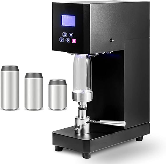 Automatic Can Sealing Machine 370W Can Seamer Can Sealer with Intelligent Panel & Counting, 55mm Caliber Tin Can Sealer Height Adjustable Bottle Capping for Milk Tea Coffee Pop PET Cans