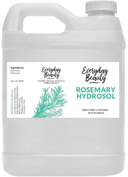 Rosemary Hydrosol - Bulk 32 Fl Oz - Alcohol-Free Vegan All Natural Refreshing for Face, Scalp & Hair - Uplifts, Calming & Soothing for All Skin Types...