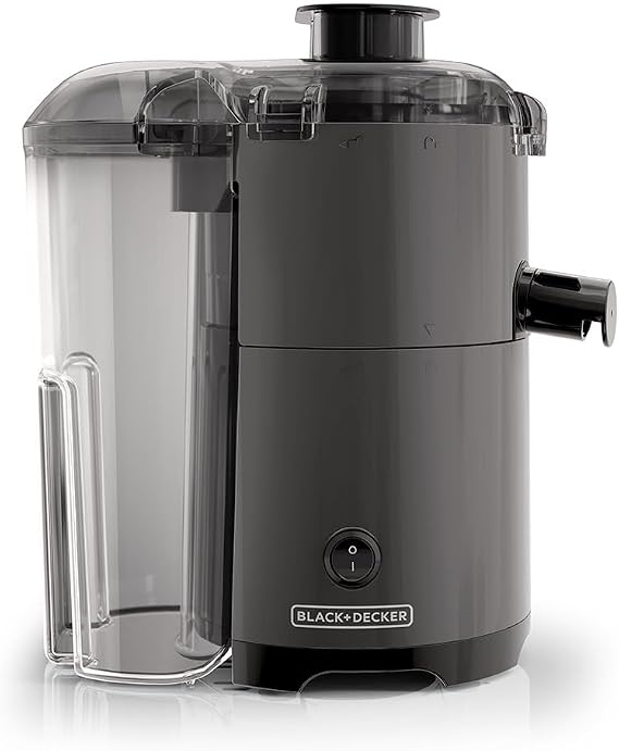 BLACK+DECKER Quiet Fruit & Vegetable Juicer, JE2500B, Non-Drip Spout, Compact Design, Easy to Assemble, Dishwasher-Safe