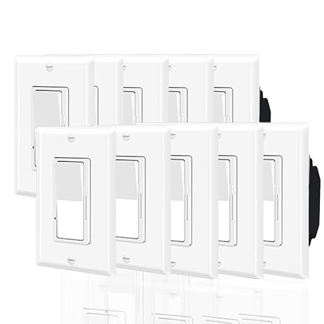 Dimmer Switch 3 Way, Nineleaf 100Pack No Neutral Wire Required, Compatible with Dimmable LED/CFL (150W), Halogen/Incandescent (600W), 15A 120V, ETL Listed, Commercial Grade, Slide Wheel Adjustable