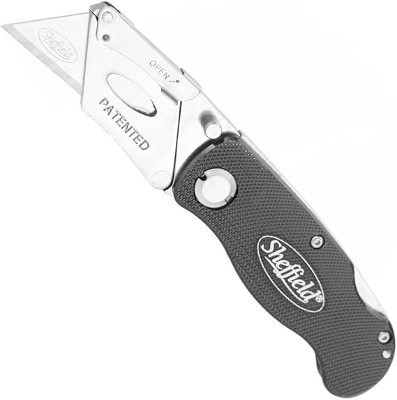 4 Pack Sheffield 12613 Ultimate Lockback Utility Knife - Black