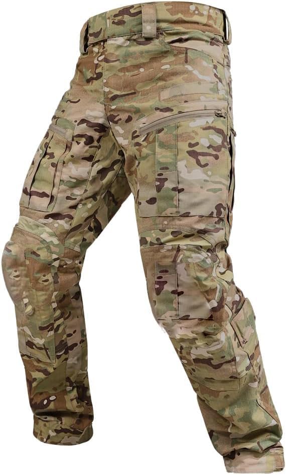 SINAIRSOFT Tactical Pants with Knee Pads, Combat Paintball Trousers, Airsoft Hunting Camo Ripstop Stretch Pants for Men