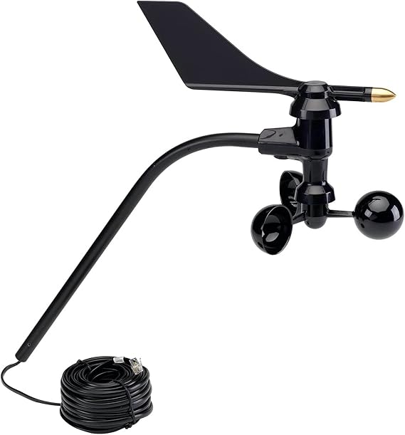 Anemometer Use 3 Cup Wind Speed Sensor, Wind Direction Sensor As Wind Vane