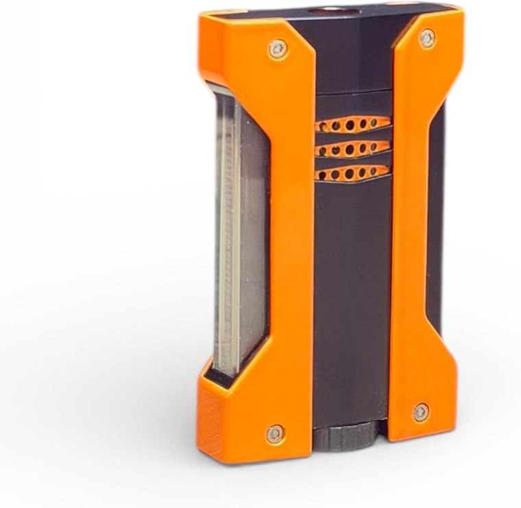 Newport Zero Single Torch Pocket Lighter with Fuel Window Compact Refillable Windproof Torch Lighter, Durable Everyday Utility Lighter (Orange Black)