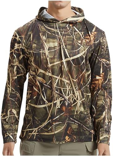 Camo Hoodies for Men Quick Dry Breathable Hooded Tops Mens Hunting Clothes Camouflage T Shirts Hoodie