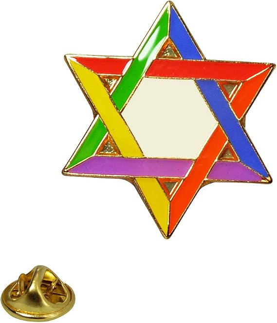 Rainbow Star of David Lapel Pin