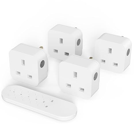 Remote Control Plug Socket, Wireless Light Switch, 4 Pack Sockets and 1 Remote