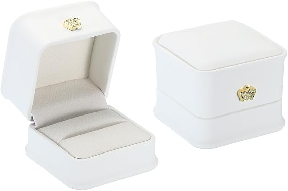 PATIKIL Velvet Ring Box 2 Pack Wedding Ring Box Jewelry Holder White