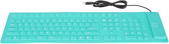 Dioche Foldable Silicone Keyboard Foldable Silicone Keyboard Silicone Foldable Silicone Keyboard 108 Keys Silicone Foldable Usb Wired Waterproof Mute Typing Full Sealing Foldable Keyboard (Green)