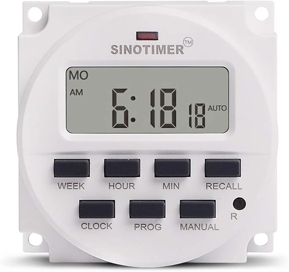 TM618N Timer Plug Socket 7 Days Digital Programmable Timing Switch 110VAC 16A Auto Cycle Weekly Digital Countdown Passive Output (110V)