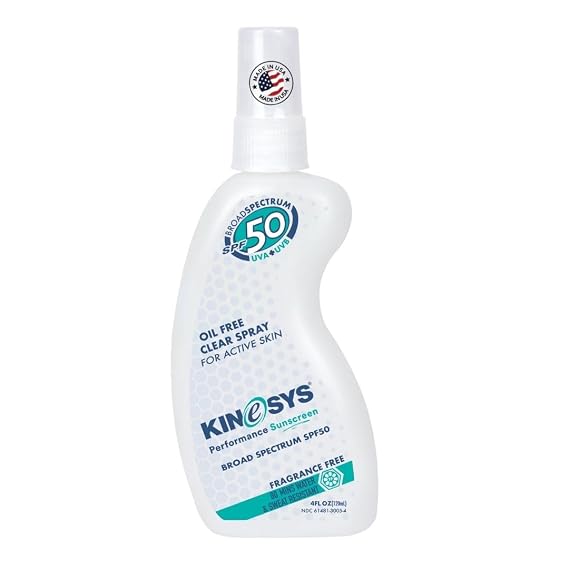 KINeSYS Fragrance Free SPF 50 Clear Sunscreen Spray, 4 fl oz