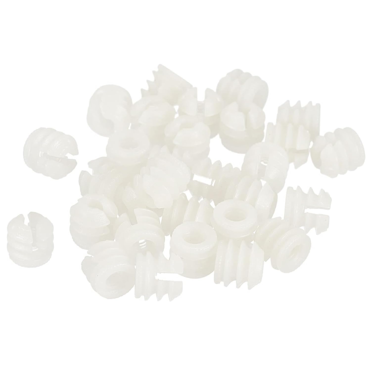 TA-VIGOR 30Pcs Furniture Plastic Pre-inserted Nuts, M6 x 10.5mm Plastic Hinge Dowel Inserts Panel Expansion Nuts for Hinge Self-tapping Screw, Furniture Connector Fittings