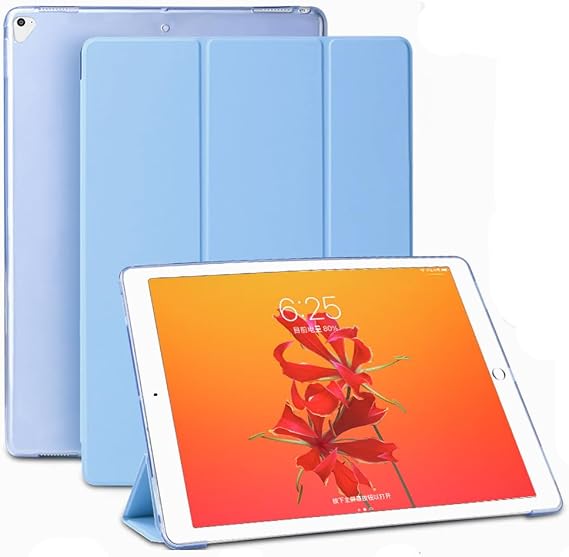 SMART Case for iPad Pro 12.9 Case 2nd Generation 2017/1st Generation 2015(Model: A1584 A1652 A1670 A1671 A1821), Ultra Slim Lightweight Stand Smart Case with Translucent Frosted Back Cover (Sky Blue)