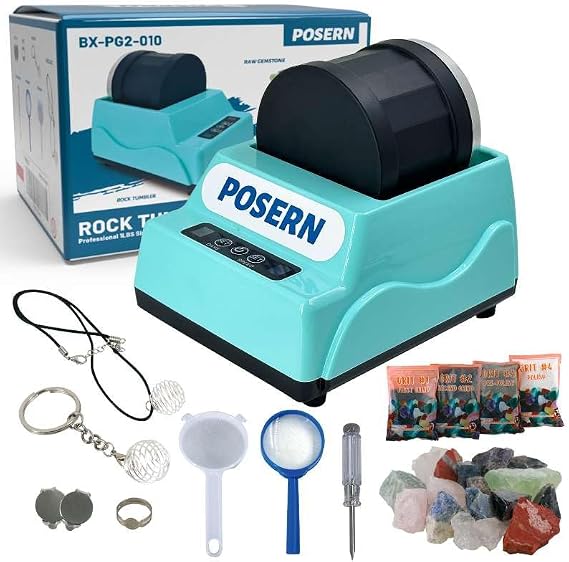 Rock Tumbler Complete Tumbling Kit with Dual Control System Portable Size