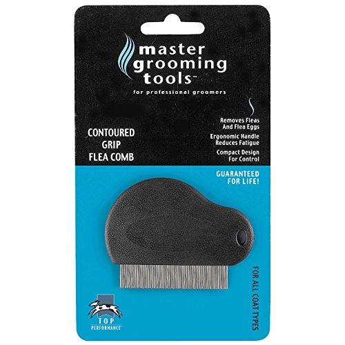 Master Grooming Tools Contoured Grip Flea Combs Ergonomic Combs for Removing Fleas, Black, 3-inch